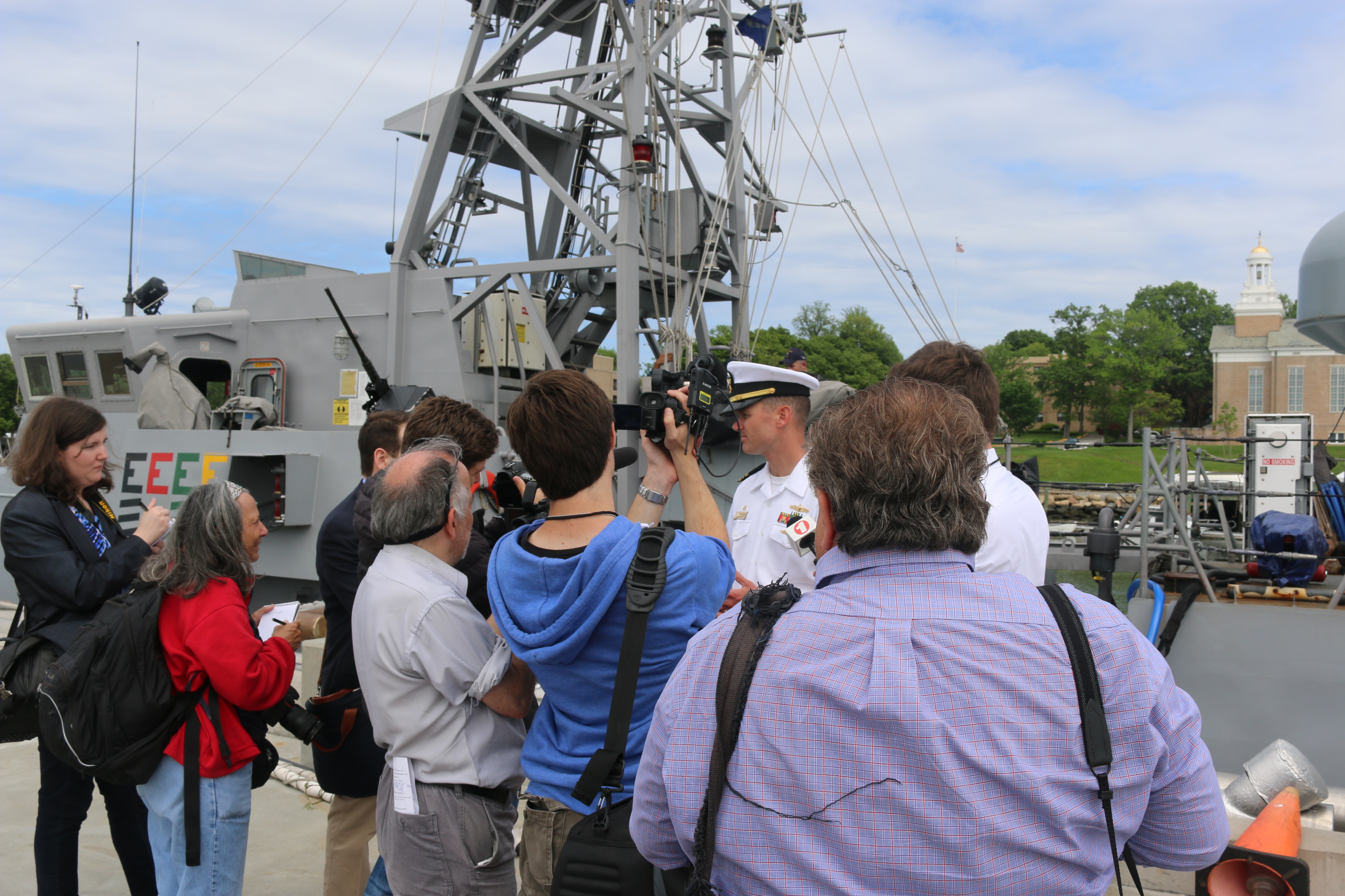 LCDR Ingram explains how USS Zephyr came to USMMA for Fleet Week 