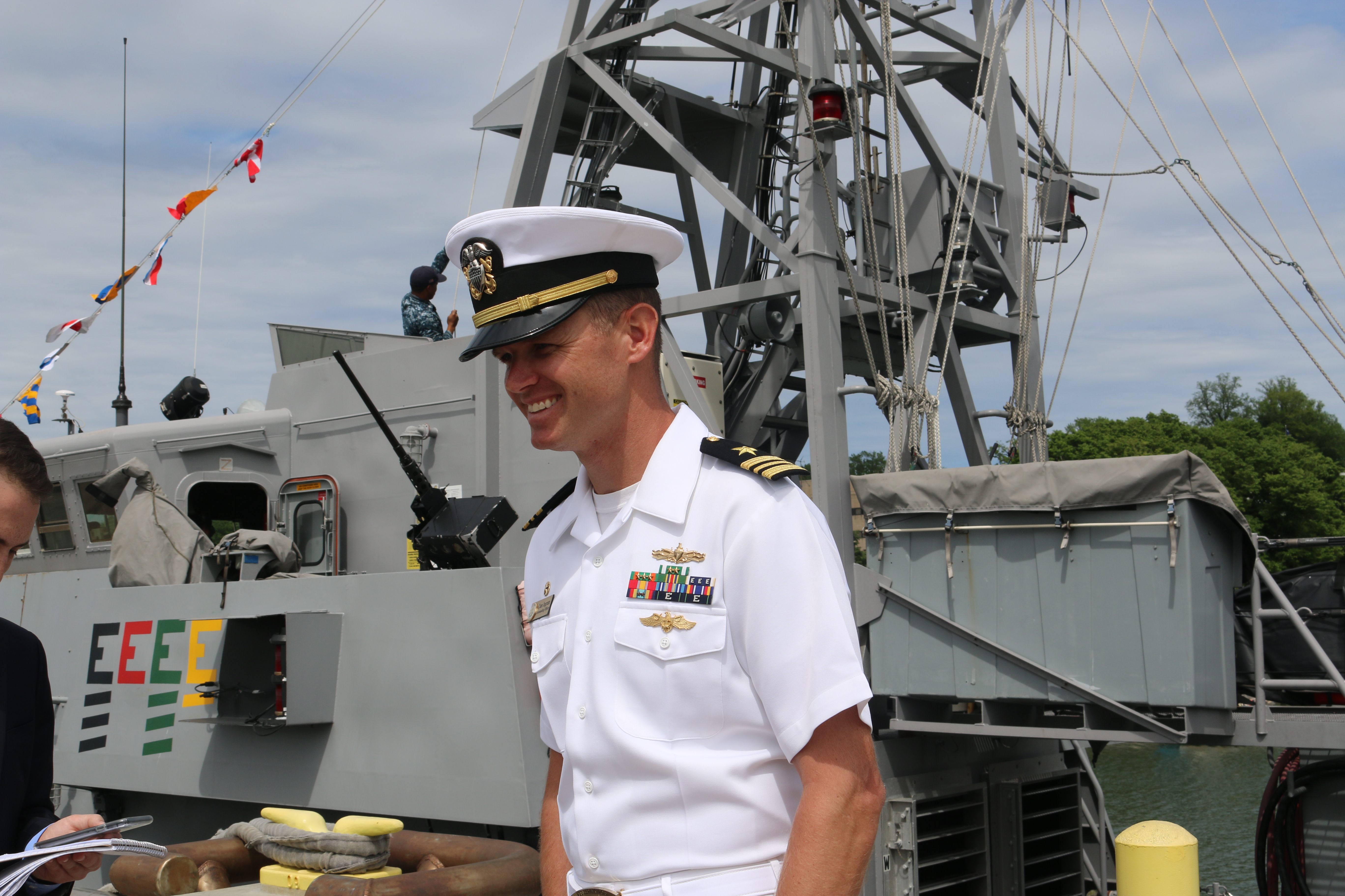 LCDR Ingram meets with members of the media