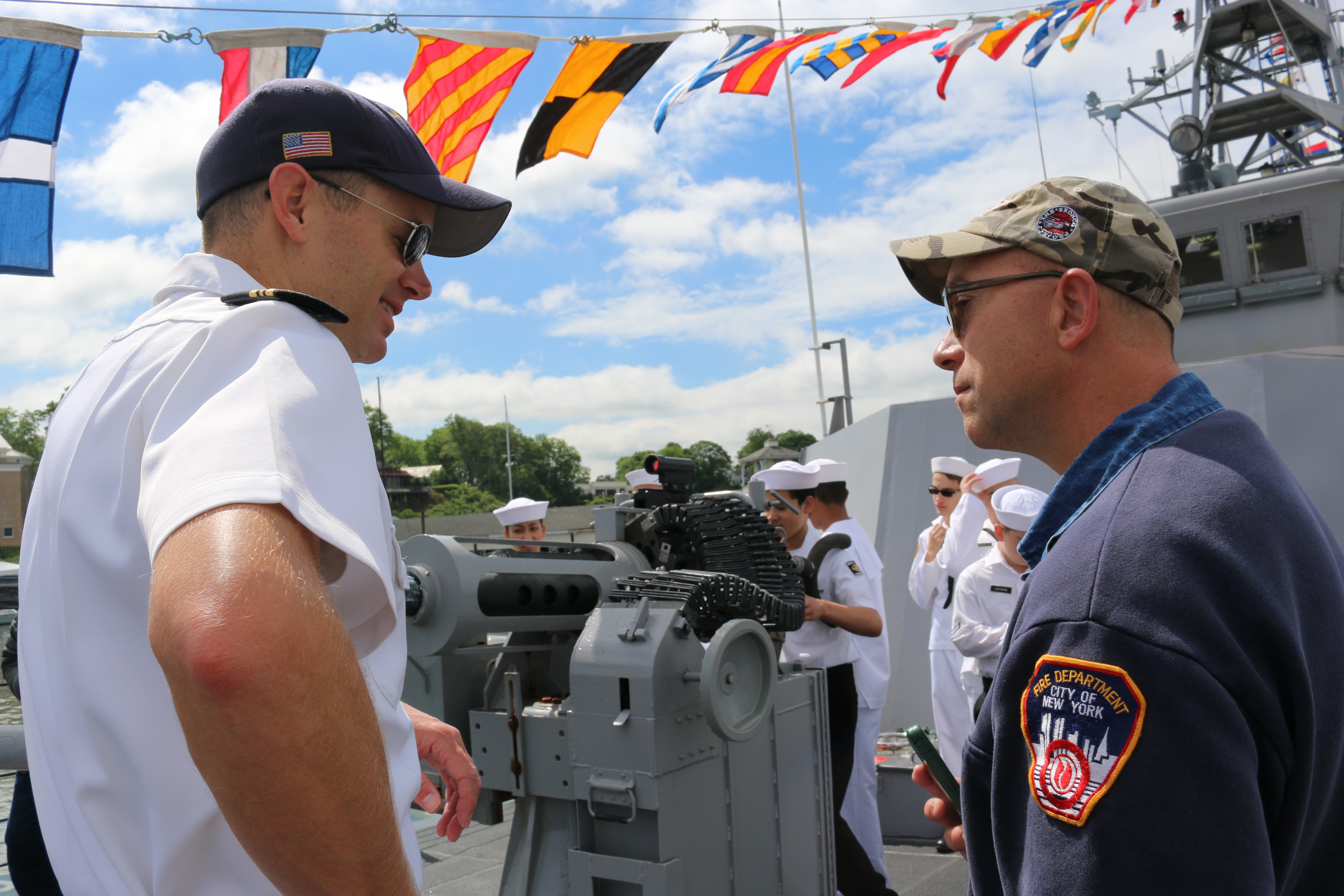 USS Zephyr , Commanding Officer meets with vistors including FDNY