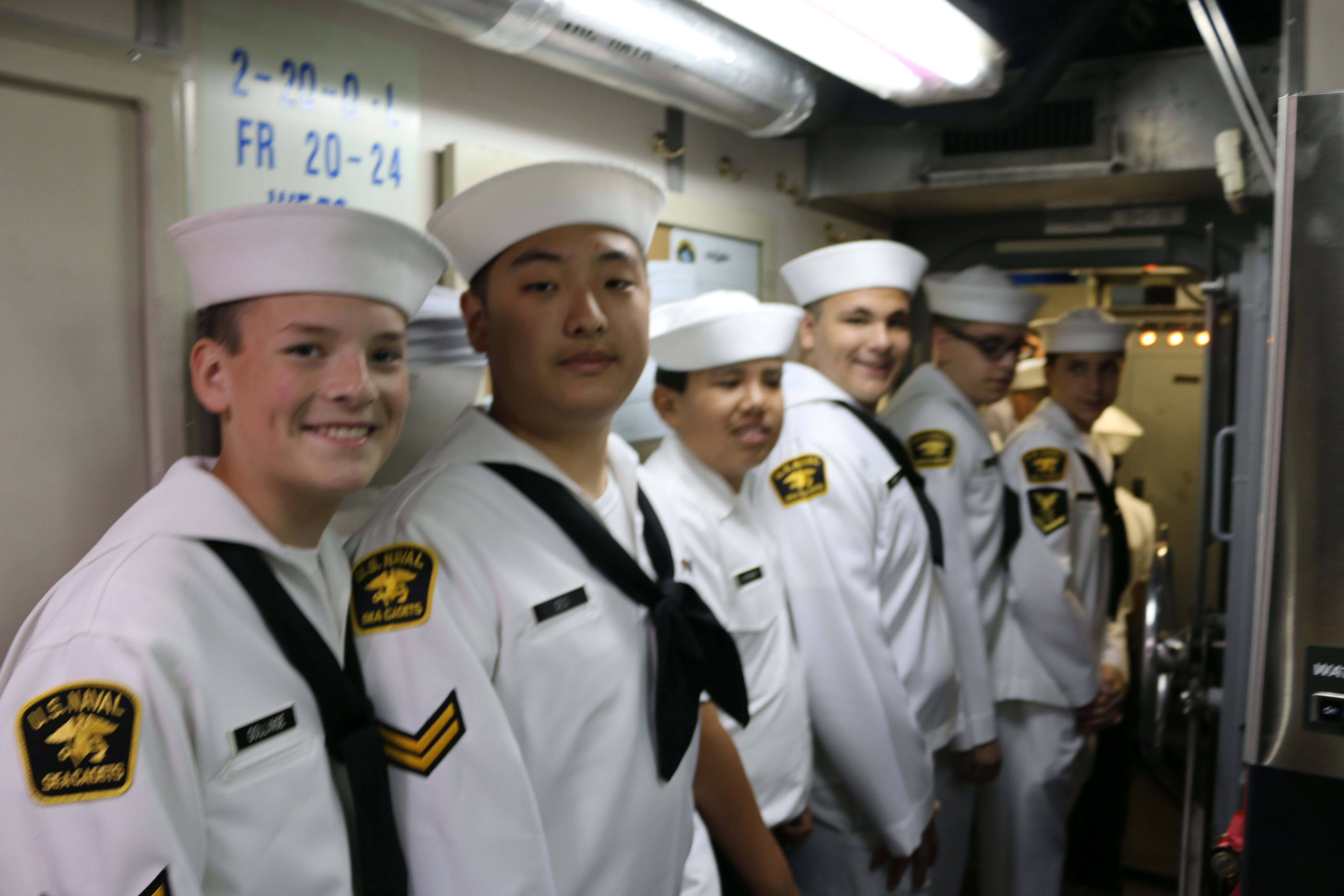 US Naval Sea Cadets (CPL Kyle Carpenter Division) check out the crew living spaces