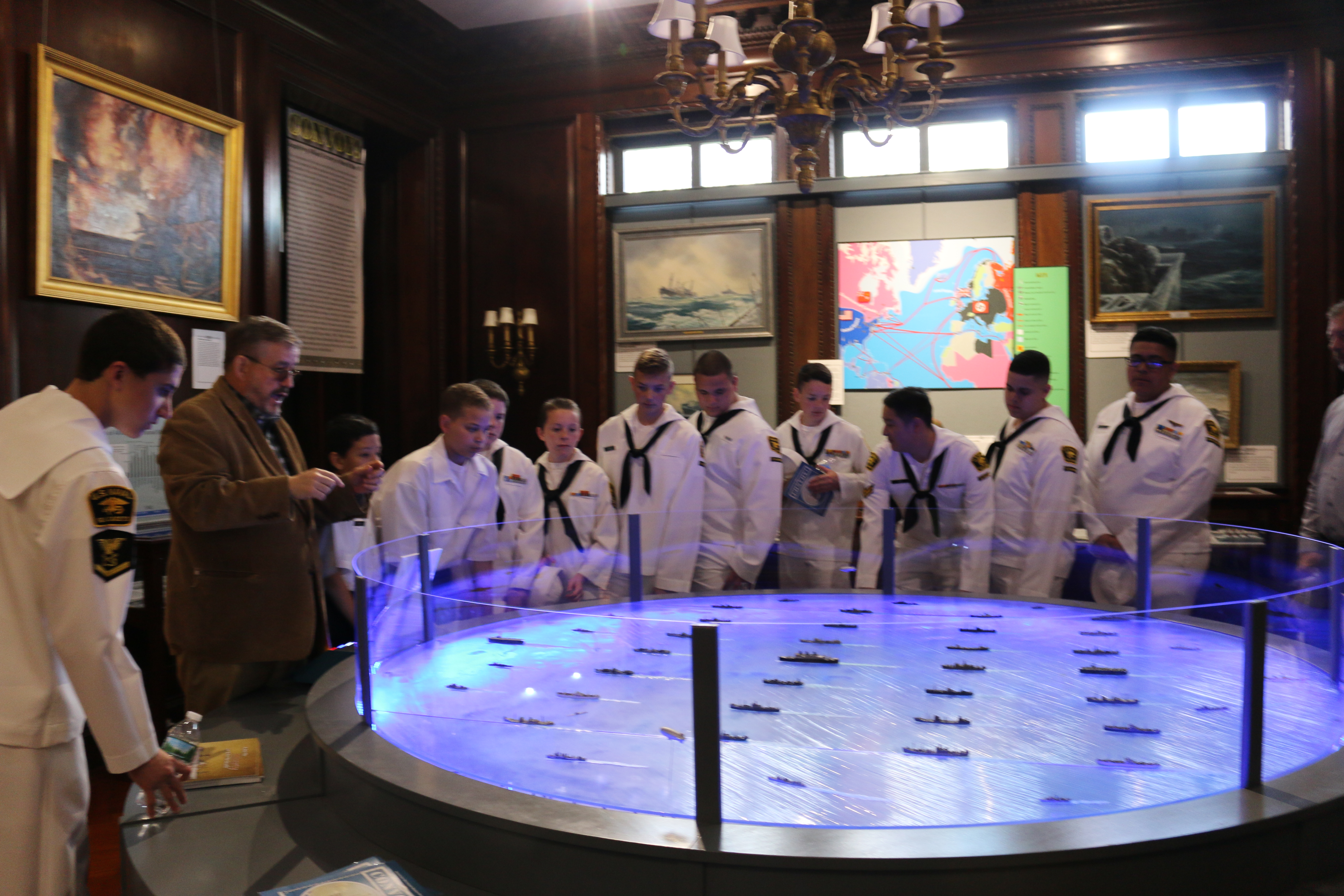 Dr. Josh Smith welcomes US Naval Sea Cadets (CPL Kyle Carpenter Division) to the American Merchant Marine Museum