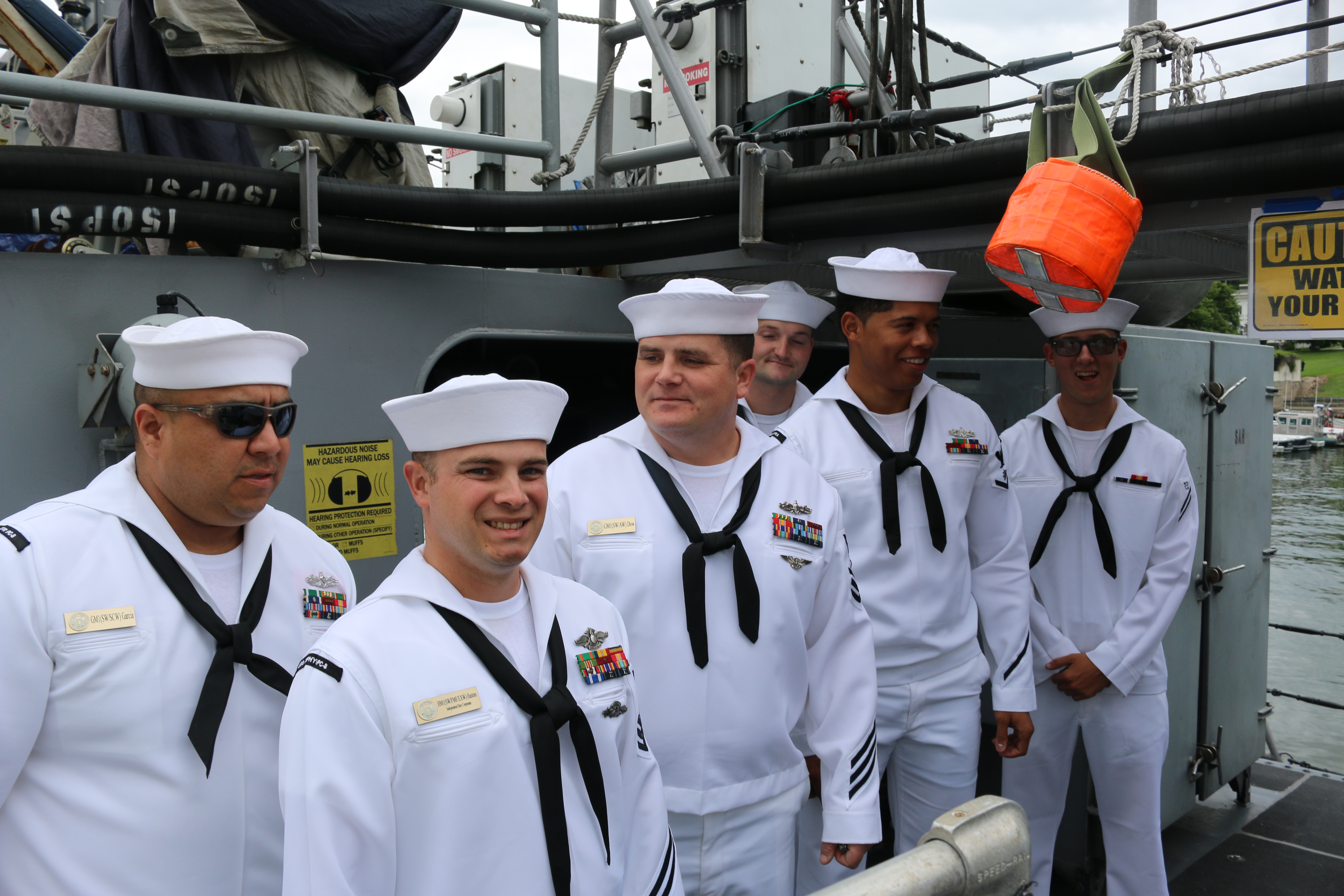 USS Zephyr crew greats a few visitors before going to NYC