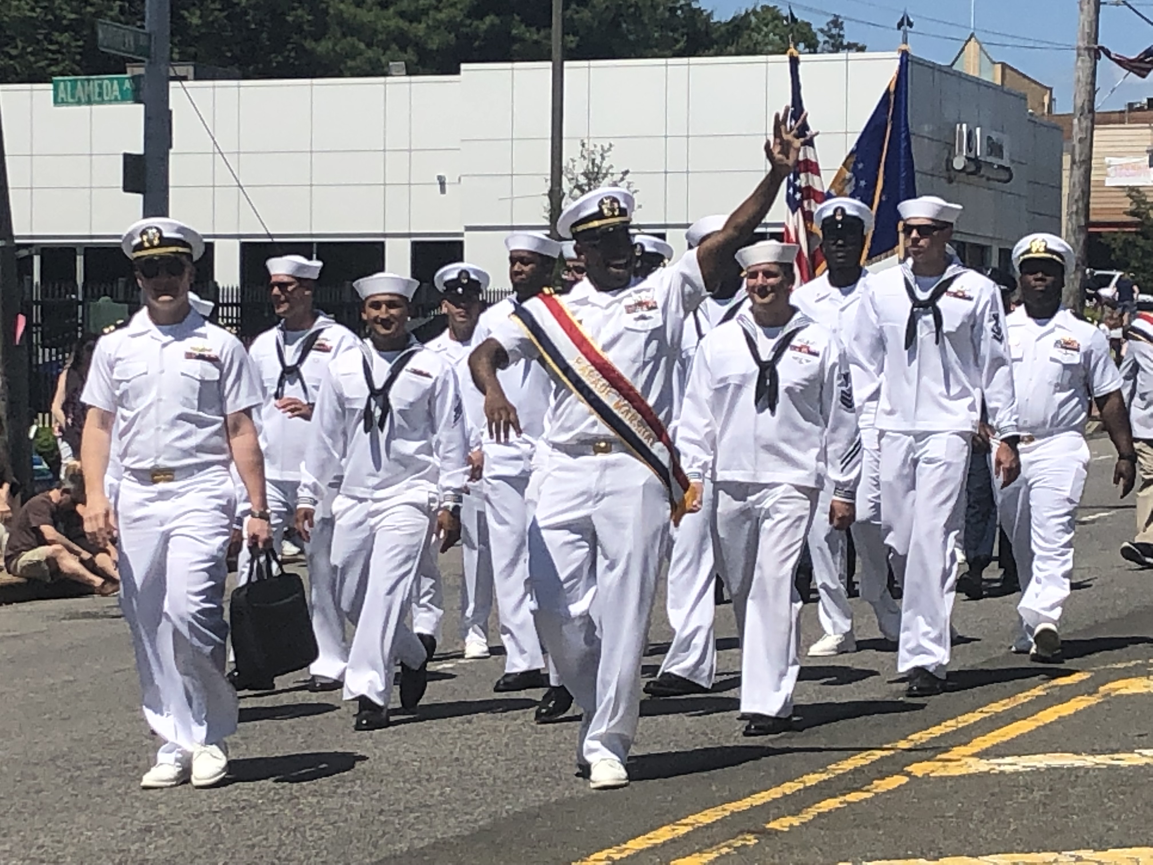 RADM Buono and USMC Honor Guard