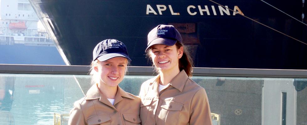 Midshipmen Saxon and Koval aboard the APL China