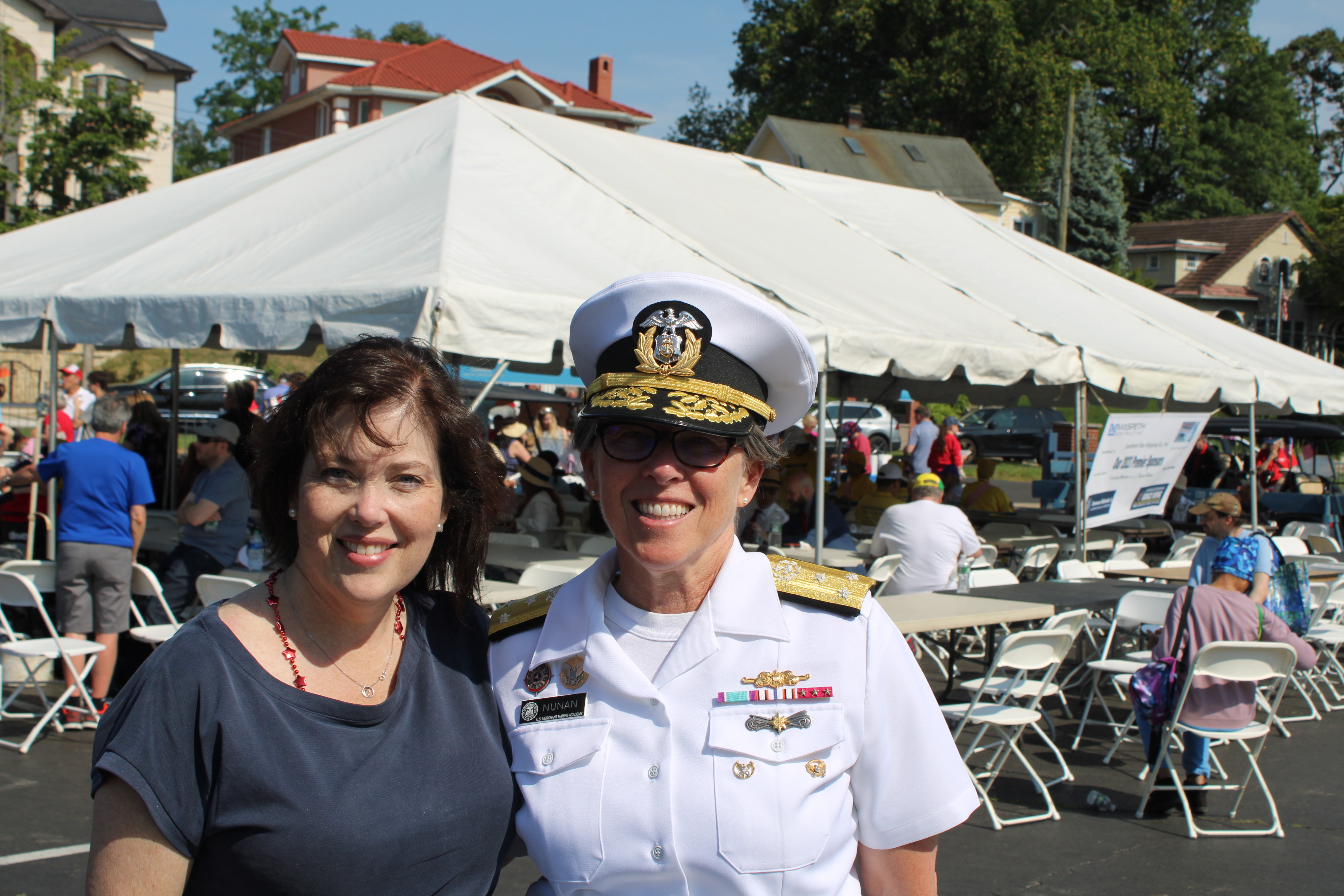 Veronica Barry thanks Admiral Nunan for a fun day at the parade