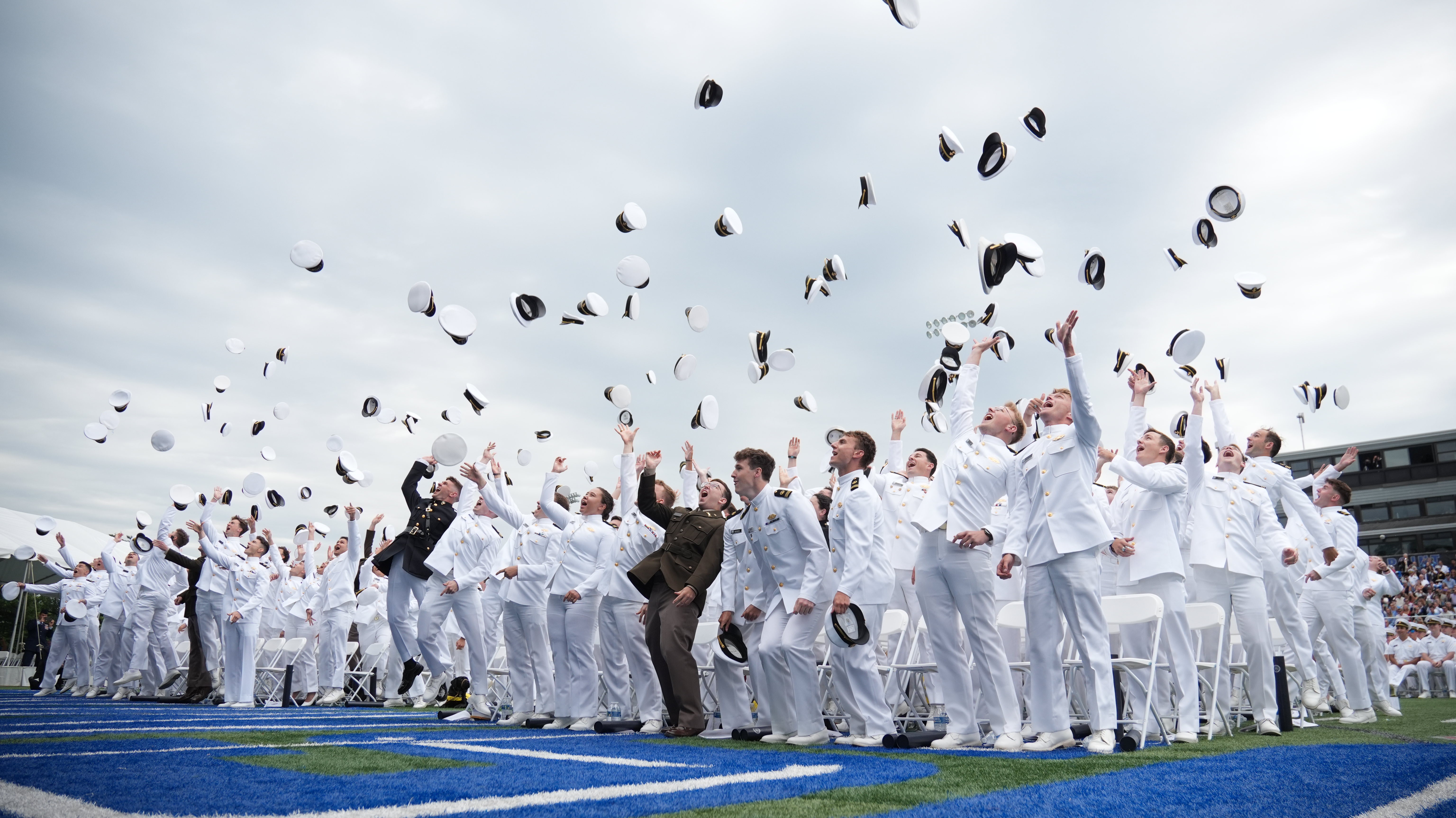 Class of 2026 Hat Toss - Photo by MIDN Public Affairs Team