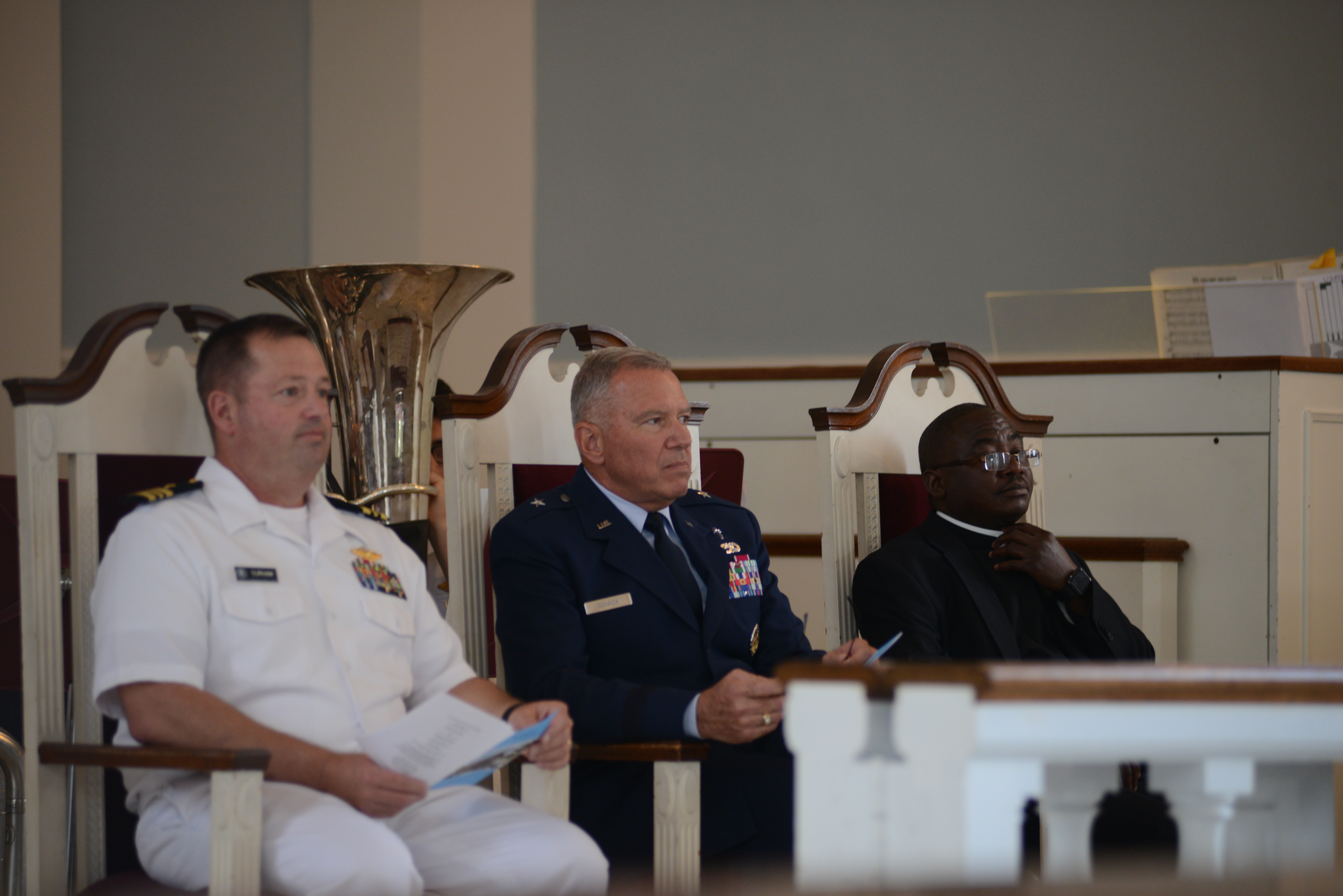 Command Chaplain, LCDR  Jerry Durham, Fr. Gilbert Omolo, C.P. with Brigadier General Schaick