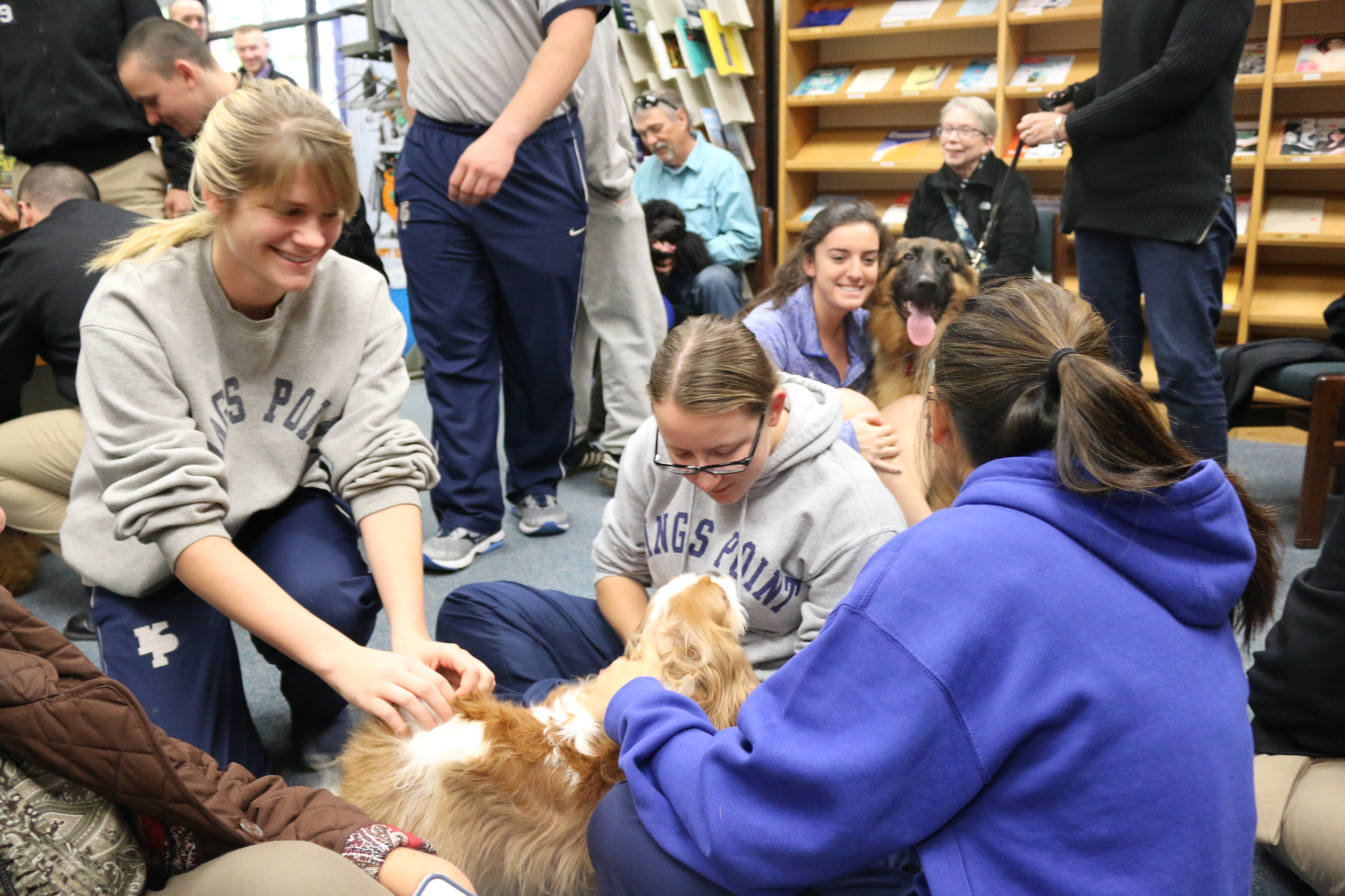 The smallest therapy dog of the day gets a lot of attention