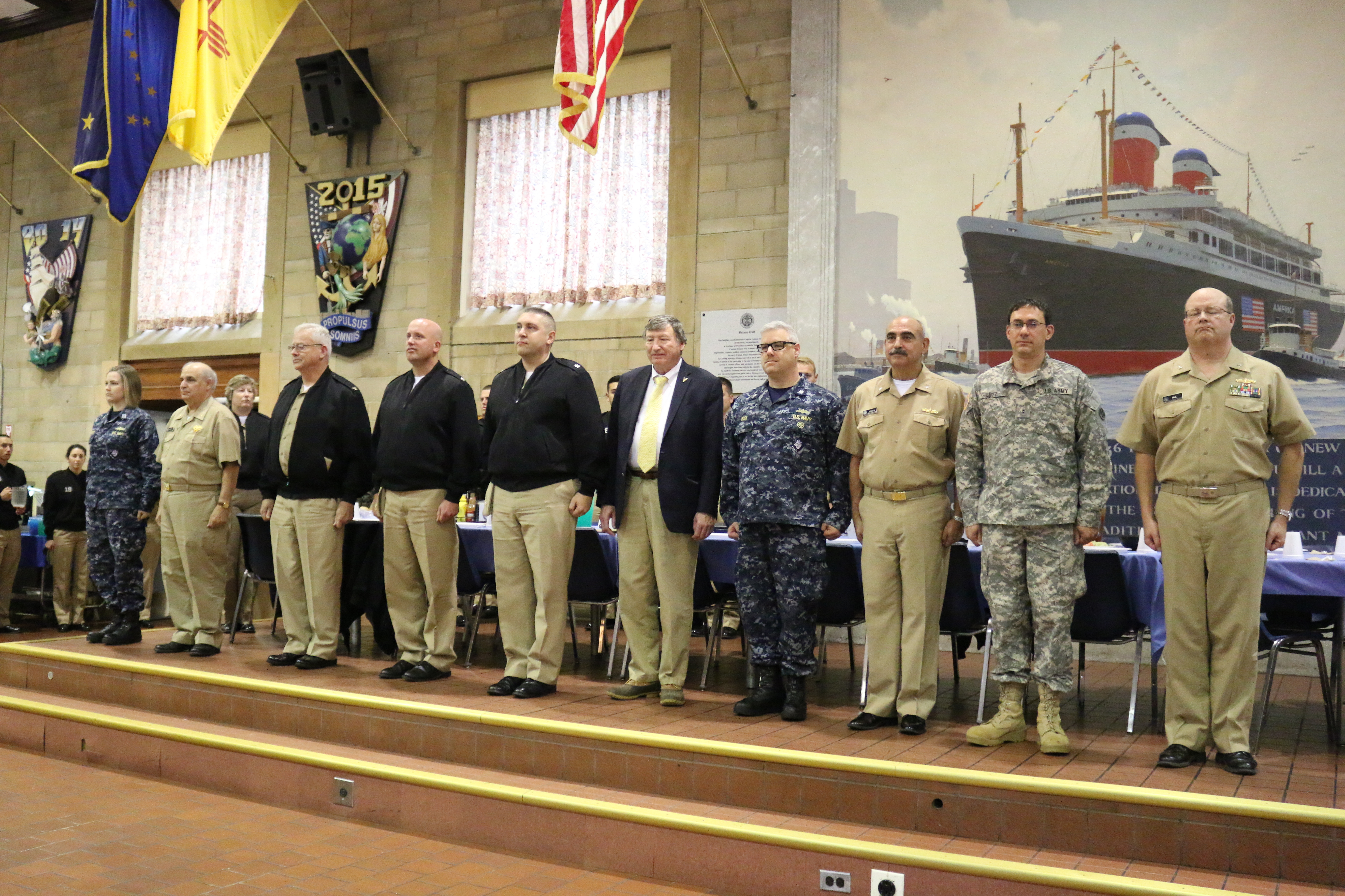 U.S. Merchant Marine Veterans at attention during "Heave Ho"