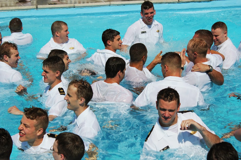 Midshipmen relaxing in the pool