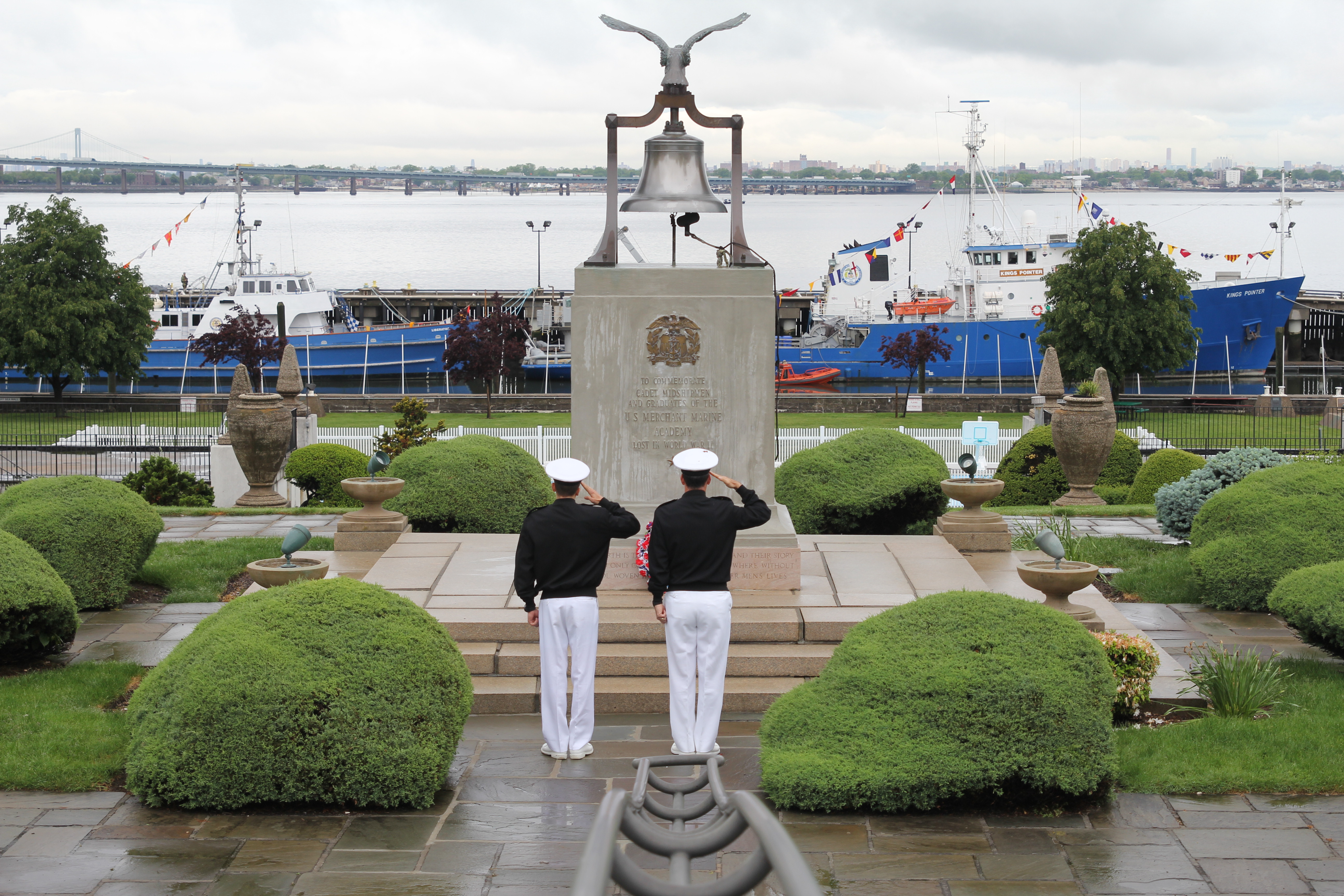 USMMA observed Memorial Day by laying a wreath at the War Memorial and marching in the Great Neck Parade