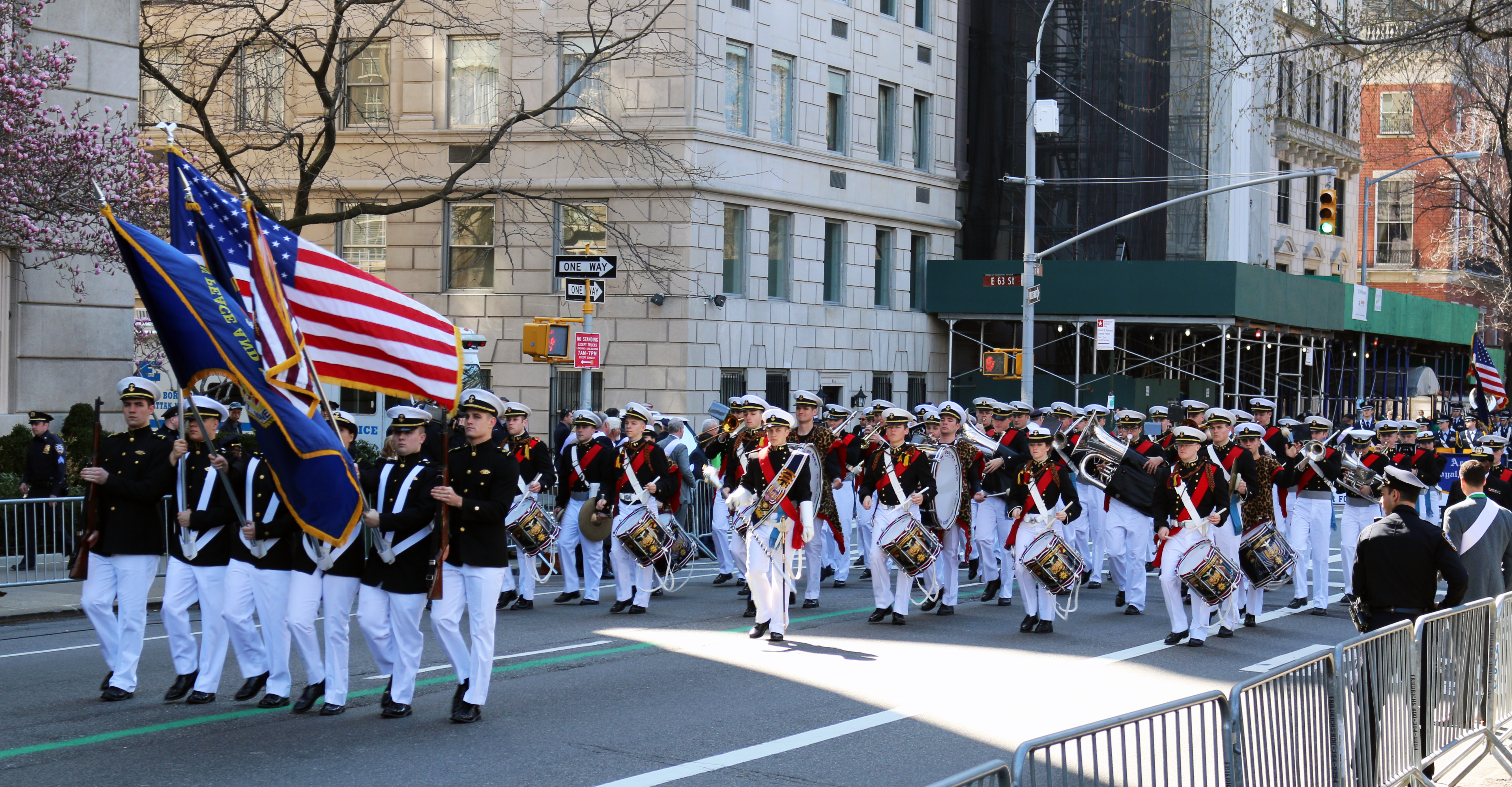 USMMA Regimental Band marching in the 255th St. Patrick's Day Parade 2016 - NYC