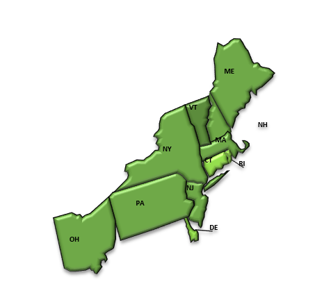 Map of the northeast U.S.