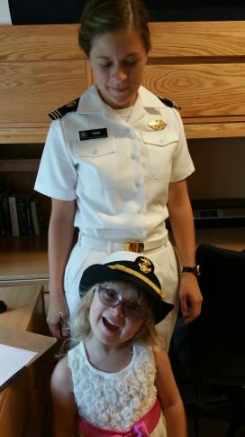 Midshipman 1st Class Cara Halm and Jadyn Jell at the Command Inspection