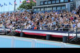 Families in the stands at Tomb Field