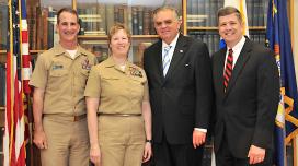 Rear Admiral James A. Helis, Rear Admiral Susan L. Dunlap, U.S. Secretary of Transportation Ray LaHood, U.S. Deputy Secretary of Transportation John Porcari