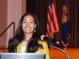 Amie Carter addresses the Regiment of Midshipmen