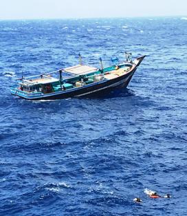 Fishing vessel Al Yasmeen taking on water.