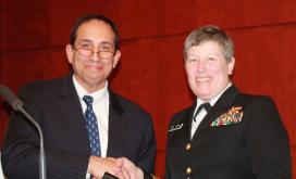 Deputy Maritime Administrator Mike Rodriguez ’79 and Deputy Superintendent Rear Adm. Susan L. Dunlap, USMS